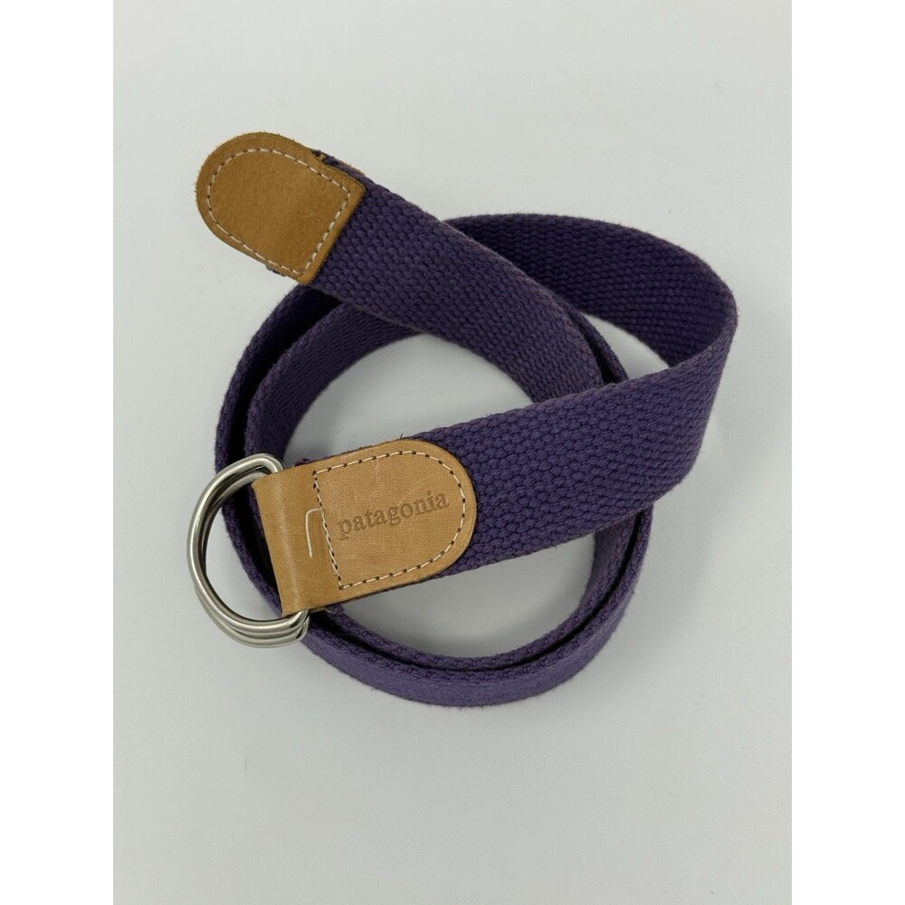 Patagonia Unisex Purple Leather Trim Adjustable D-Ring Loop Web Belt Size S